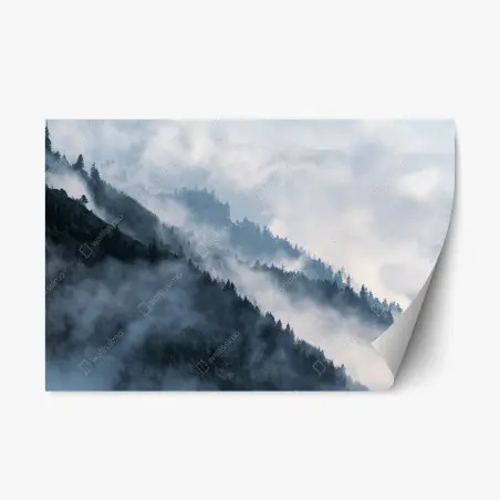 Sticker repositionnable brume mystérieuse sur les crêtes forestières – Wallnifity®