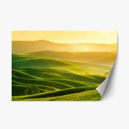 Sticker repositionnable collines verdoyantes de la Toscane au lever du soleil – Wallnifity®