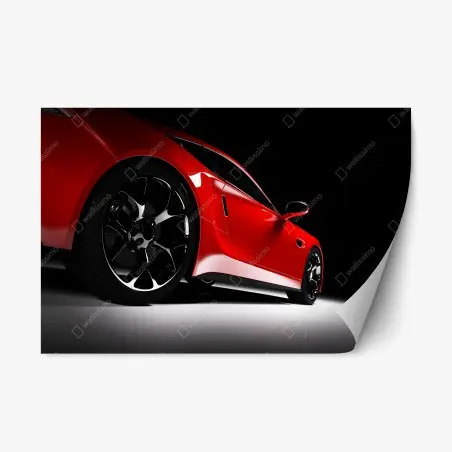 Sticker repositionnable profil de voiture de sport rouge brillant – Wallnifity®