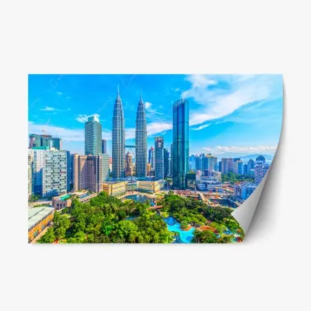 Sticker repositionnable panorama urbain vibrant de Kuala Lumpur – Wallnifity®