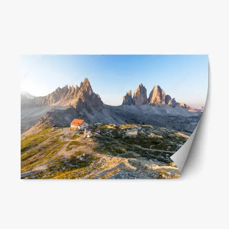 Sticker repositionnable paysage alpin au coucher du soleil près de Tre Cime di Lavaredo – Wallnifity®