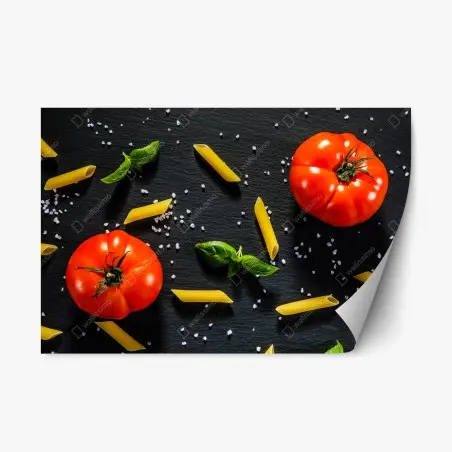 Sticker repositionnable composition gourmande tomates, pâtes et basilic – Wallnifity®