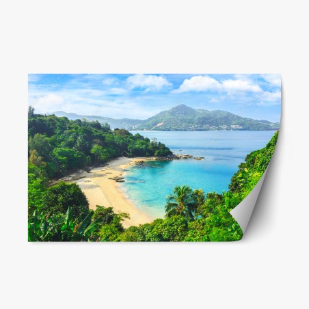 Sticker repositionnable baie tropicale aux eaux turquoises – Wallnifity®