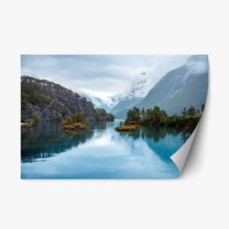 Sticker repositionnable reflets sereins du lac Lovatnet – Wallnifity®