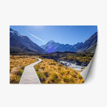 Sticker repositionnable sentier panoramique vers Aoraki Mount Cook – Wallnifity®