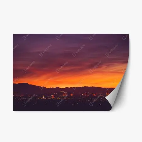 Sticker repositionnable coucher de soleil sur Las Vegas - panorama urbain – Wallnifity®