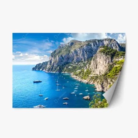 Sticker repositionnable côte rocheuse de Capri au soleil – Wallnifity®