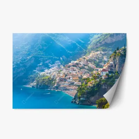 Sticker repositionnable vue pittoresque de Positano en bord de mer – Wallnifity®