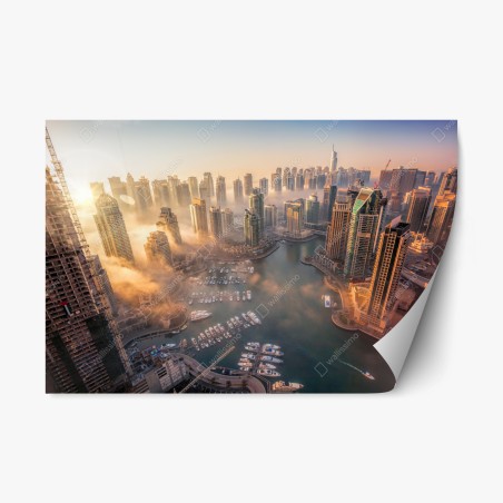 Sticker repositionnable Dubaï Marina au coucher de soleil – Wallnifity®