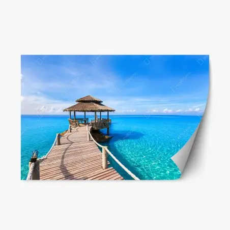 Sticker repositionnable escapade tropicale sur pilotis – Wallnifity®
