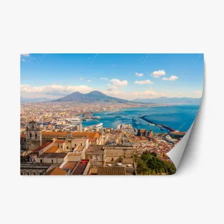 Sticker repositionnable vue panoramique sur Naples et le Vésuve – Wallnifity®