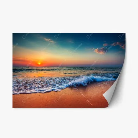 Sticker repositionnable aube dorée sur la mer – Wallnifity®