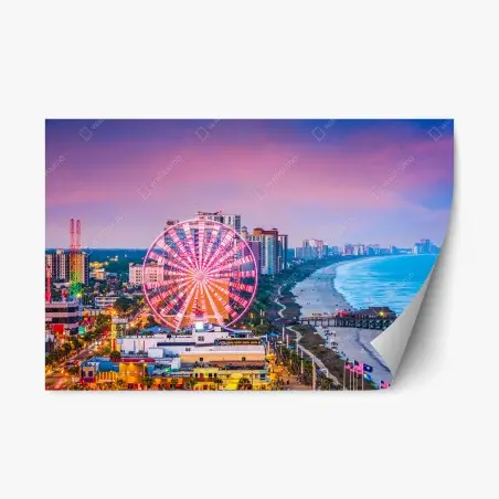 Sticker repositionnable grande roue illuminée de Myrtle Beach au coucher du soleil – Wallnifity®