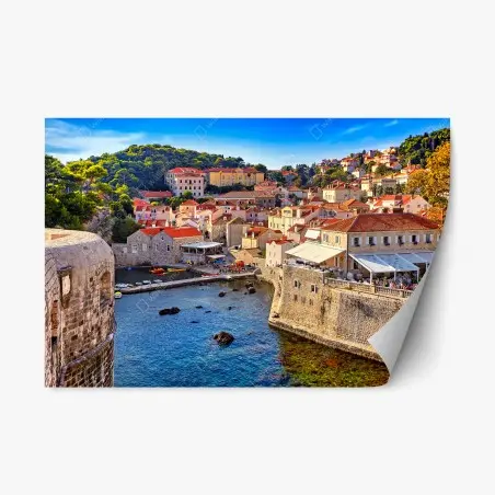 Sticker repositionnable vue panoramique de Dubrovnik et ses remparts historiques – Wallnifity®