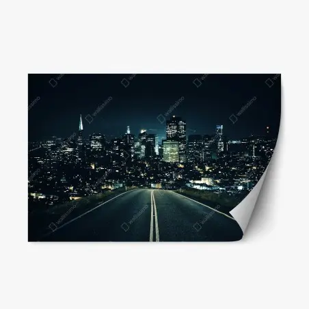 Sticker repositionnable route vers la ville illuminée – Wallnifity®