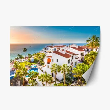 Sticker repositionnable vue côtière ensoleillée de Puerto de Santiago, Tenerife – Wallnifity®
