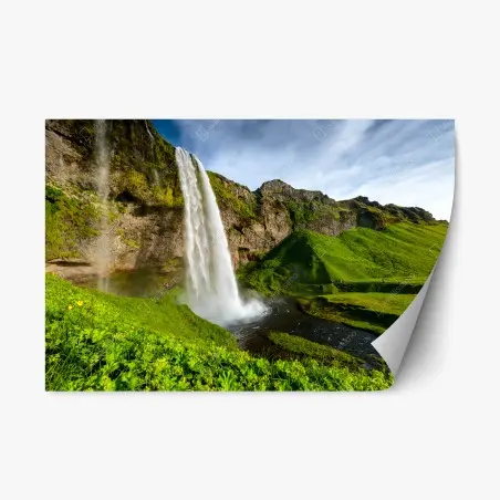 Sticker repositionnable cascade majestueuse de Seljalandsfoss, beauté islandaise – Wallnifity®