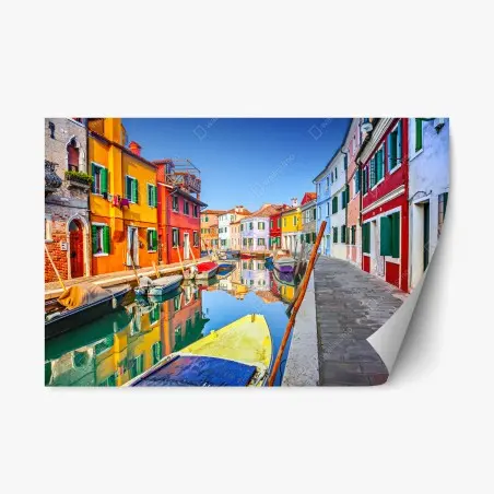 Sticker repositionnable ruelles colorées de Burano – Wallnifity®