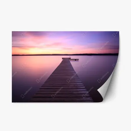 Sticker repositionnable jetée au coucher de soleil aux teintes pastel – Wallnifity®