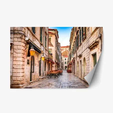 Sticker repositionnable ruelle pavée de Dubrovnik au charme médiéval – Wallnifity®