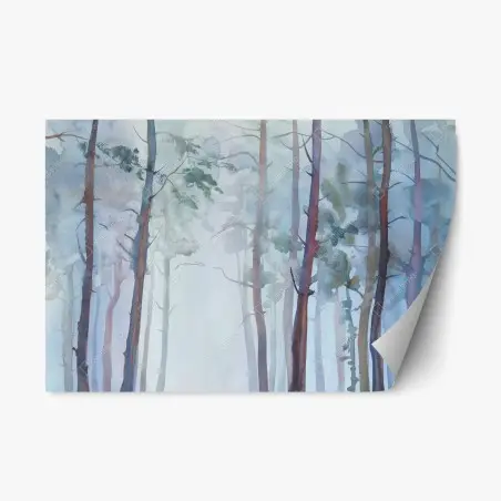 Sticker repositionnable forêt brumeuse à l'aquarelle – Wallnifity®