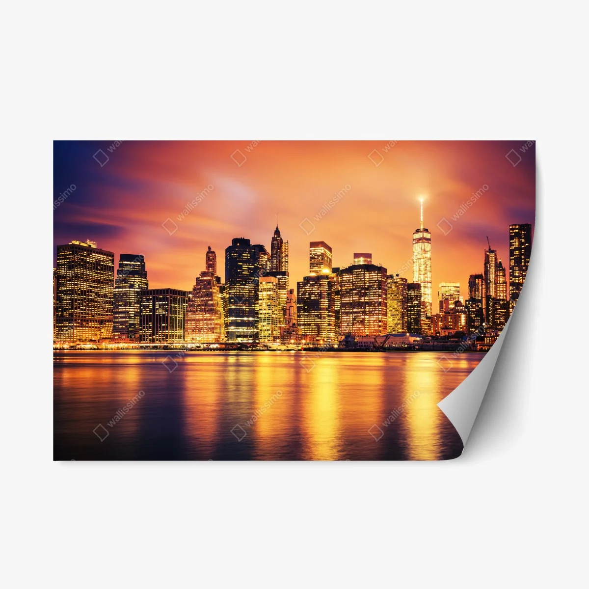 Sticker repositionnable horizon en feu de New York au crépuscule – Wallnifity® Sticker repositionnable horizon en feu de New York au crépuscule – Wallnifity®
