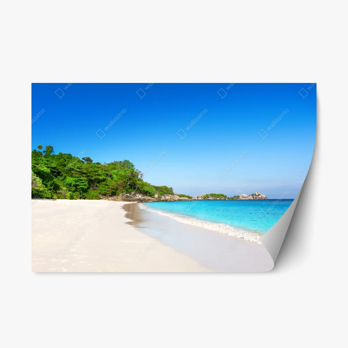 Sticker repositionnable plage tropicale au sable blanc et eaux turquoise – Wallnifity® Sticker repositionnable plage tropicale au sable blanc et eaux turquoise – Wallnifity®