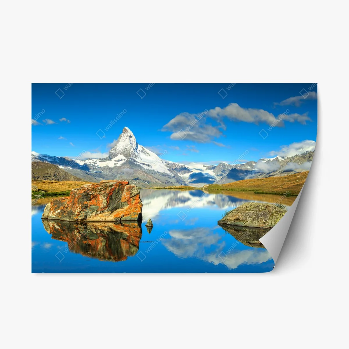 Sticker repositionnable reflet du Cervin sur un lac alpin – Wallnifity® Sticker repositionnable reflet du Cervin sur un lac alpin – Wallnifity®