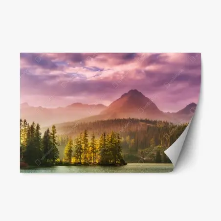 Sticker repositionnable coucher de soleil à Štrbské Pleso – Wallnifity®