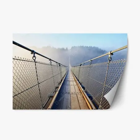 Sticker repositionnable passerelle suspendue dans la brume – Wallnifity®