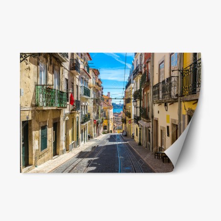Sticker repositionnable ruelle ensoleillée de Lisbonne – Wallnifity®