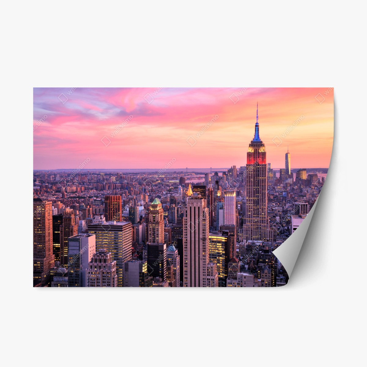 Sticker repositionnable coucher de soleil sur New York et l'Empire State Building – Wallnifity®