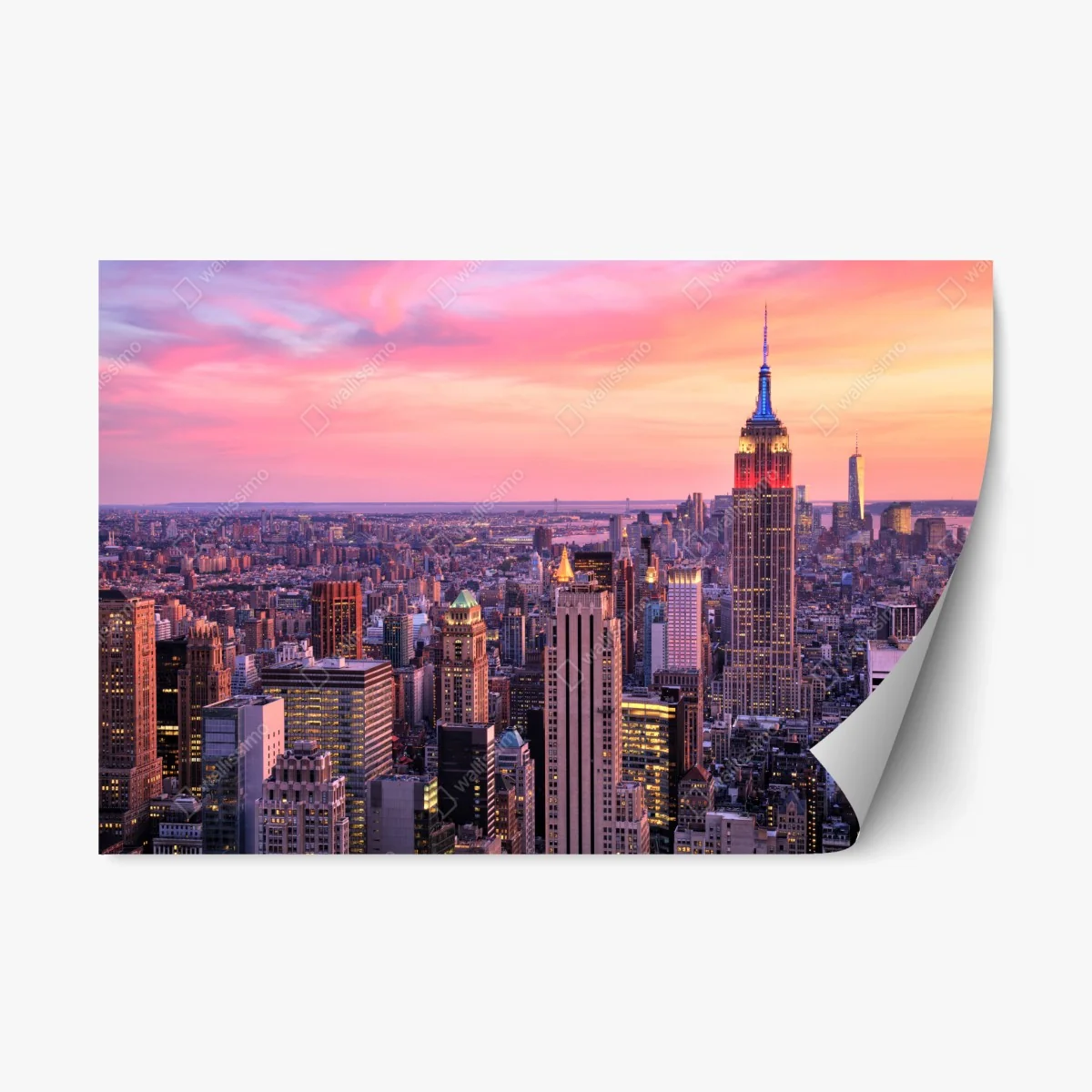 Sticker repositionnable coucher de soleil sur New York et l'Empire State Building – Wallnifity® Sticker repositionnable coucher de soleil sur New York et l'Empire State Building – Wallnifity®