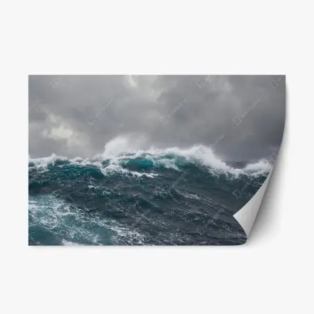 Sticker repositionnable vagues déchaînées sous un ciel orageux – Wallnifity®