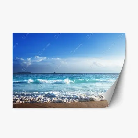 Sticker repositionnable coucher de soleil sur la plage des Seychelles – Wallnifity®