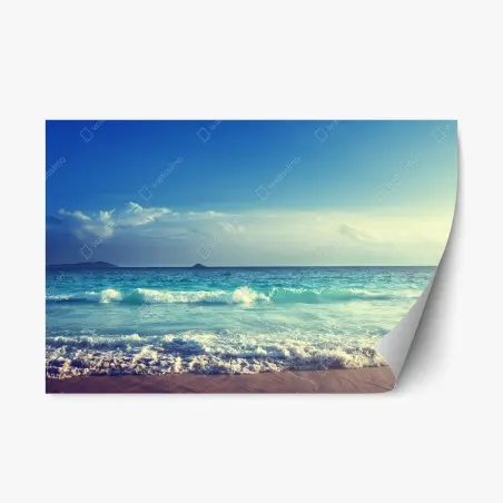 Sticker repositionnable coucher de soleil paisible aux Seychelles – Wallnifity®
