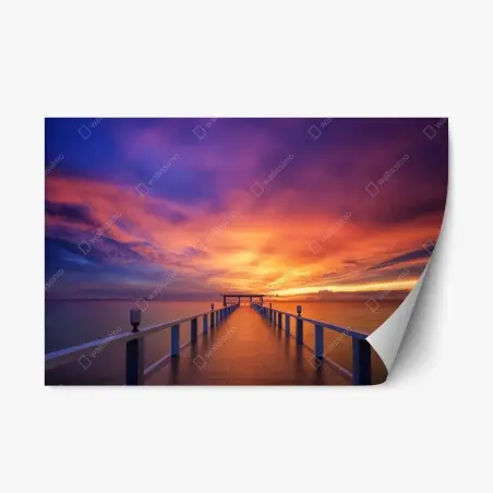 Sticker repositionnable ponton au coucher de soleil tropical – Wallnifity®