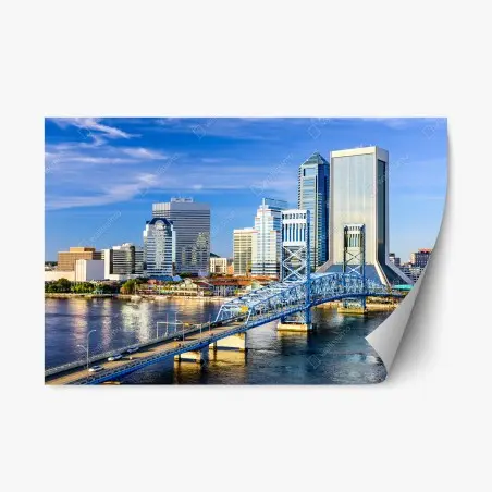 Sticker repositionnable panorama de Jacksonville sur la rivière St. Johns – Wallnifity®