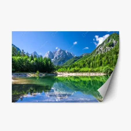 Sticker repositionnable reflets de montagnes au lac cristallin – Wallnifity®