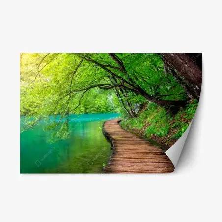 Sticker repositionnable promenade au bord du lac émeraude – Wallnifity®