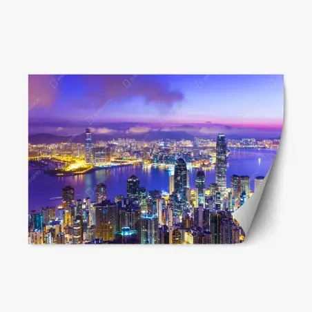 Sticker repositionnable aube lumineuse sur Hong Kong – Wallnifity®