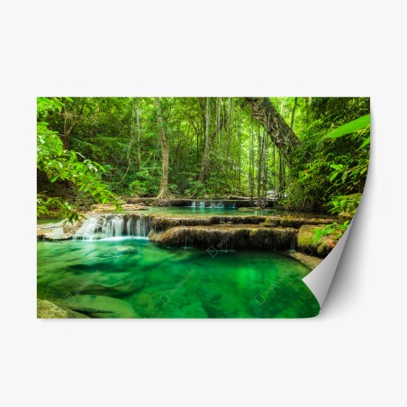 Sticker repositionnable cascade d'Erawan, oasis verte de Thaïlande – Wallnifity®
