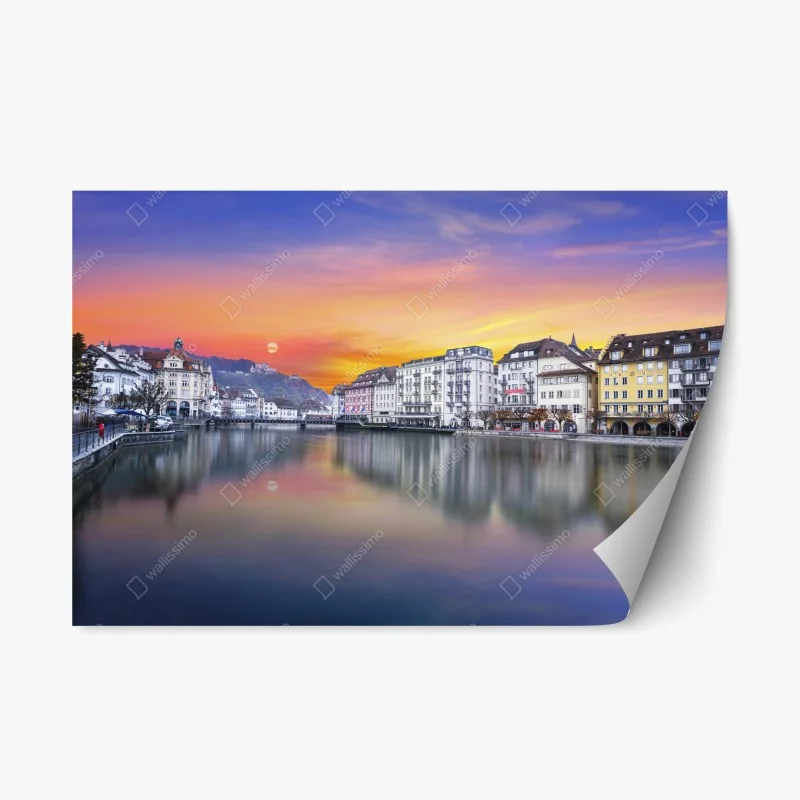 Sticker repositionnable coucher de soleil sur la Reuss à Lucerne – Wallnifity® Sticker repositionnable coucher de soleil sur la Reuss à Lucerne – Wallnifity®