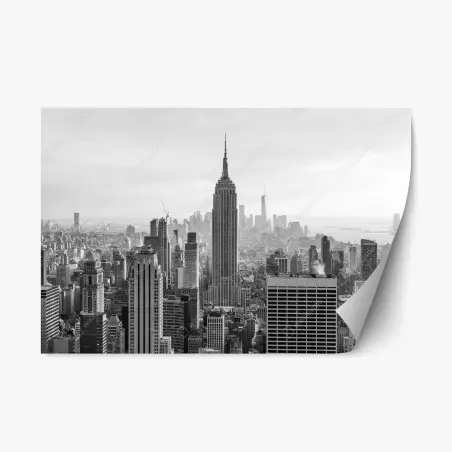 Sticker repositionnable panorama urbain de New York en noir et blanc – Wallnifity®