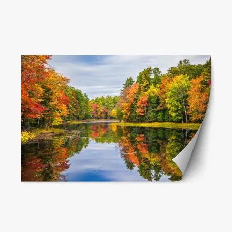 Sticker repositionnable reflets d'automne paisibles en Nouvelle-Angleterre – Wallnifity®