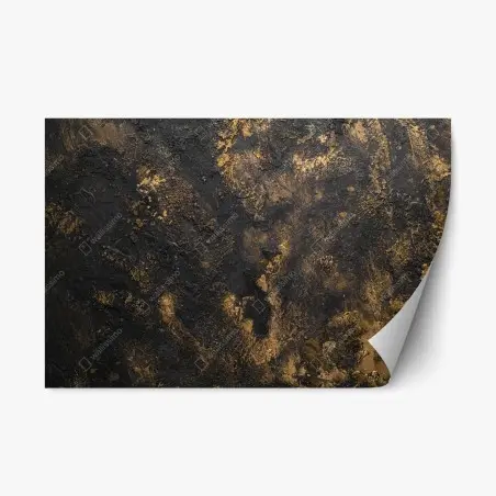 Sticker repositionnable abstraction texturée noire et dorée – Wallnifity®