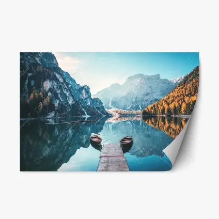 Sticker repositionnable reflet paisible au Lac de Braies – Wallnifity®