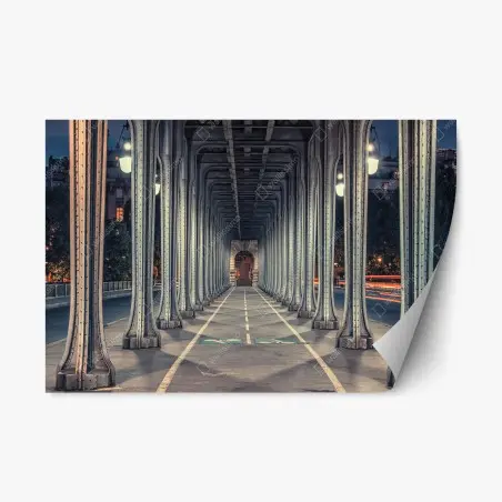 Sticker repositionnable allée métallique symétrique au crépuscule – Wallnifity®