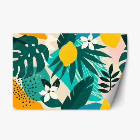 Sticker repositionnable motif botanique tropical citronné – Wallnifity®