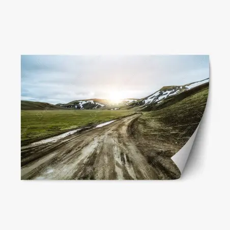 Sticker repositionnable route de gravier à Landmannalaugar, Islande – Wallnifity®